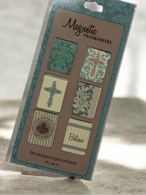 Magnetic Page Markers - Believe Cross Design in Teal and Cream
